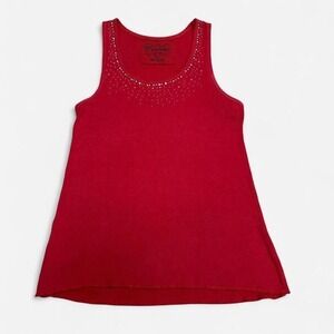 Red Y2K Tank Top with Rhinestones